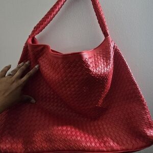 Fashion Nova Red Woven Shoulder Bag